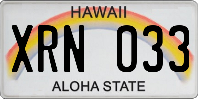 HI license plate XRN033