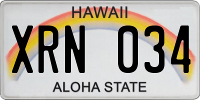 HI license plate XRN034