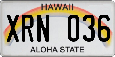 HI license plate XRN036