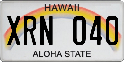 HI license plate XRN040