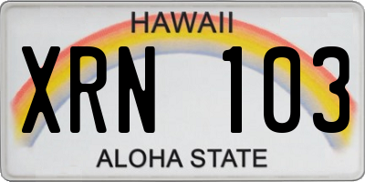 HI license plate XRN103