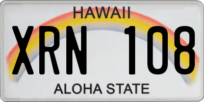 HI license plate XRN108