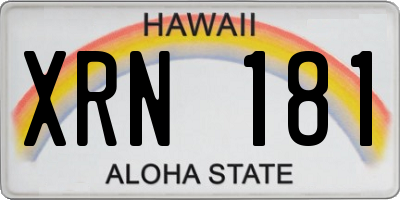 HI license plate XRN181