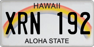 HI license plate XRN192