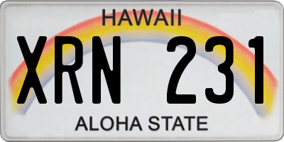 HI license plate XRN231