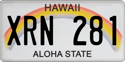HI license plate XRN281