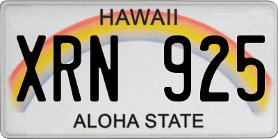 HI license plate XRN925