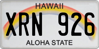 HI license plate XRN926