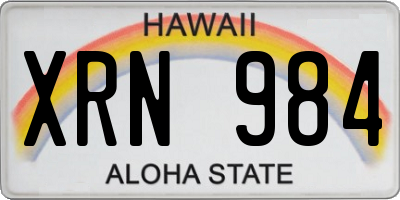 HI license plate XRN984