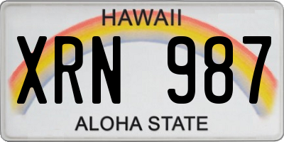 HI license plate XRN987