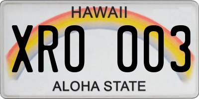 HI license plate XRO003
