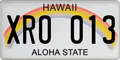 HI license plate XRO013