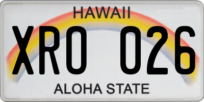 HI license plate XRO026