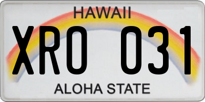 HI license plate XRO031