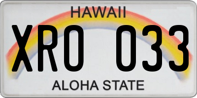 HI license plate XRO033