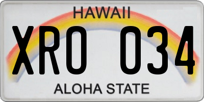 HI license plate XRO034