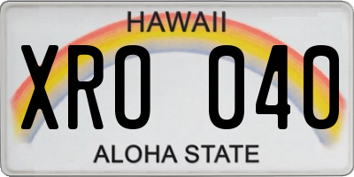 HI license plate XRO040