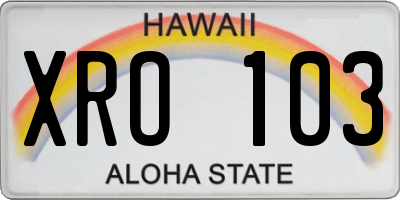 HI license plate XRO103
