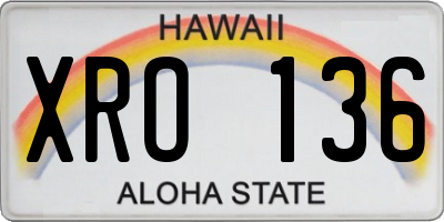 HI license plate XRO136