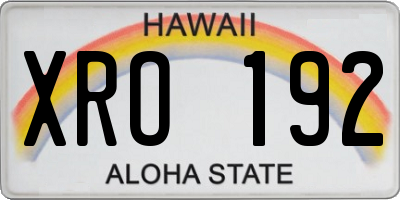 HI license plate XRO192