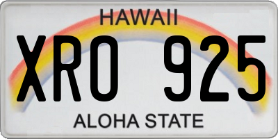 HI license plate XRO925