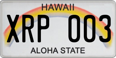 HI license plate XRP003