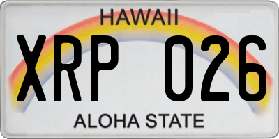 HI license plate XRP026