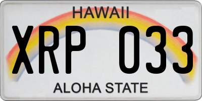 HI license plate XRP033