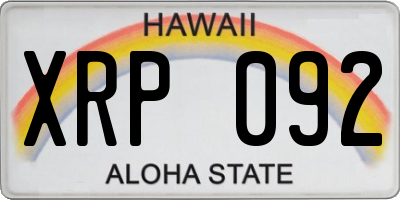 HI license plate XRP092