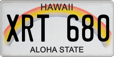 HI license plate XRT680