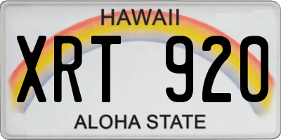 HI license plate XRT920