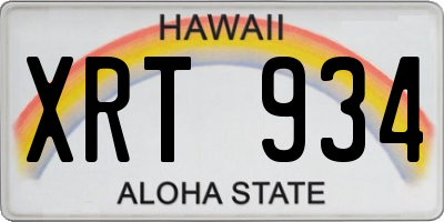 HI license plate XRT934