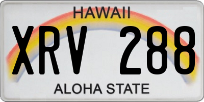 HI license plate XRV288