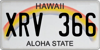 HI license plate XRV366