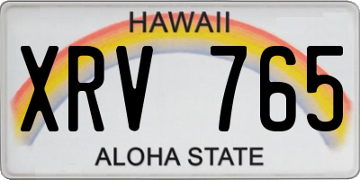 HI license plate XRV765