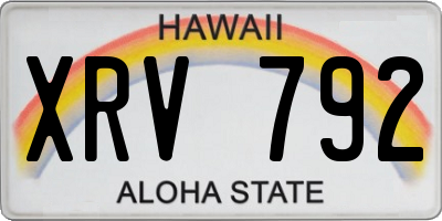HI license plate XRV792