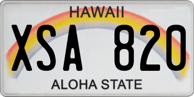 HI license plate XSA820