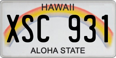 HI license plate XSC931