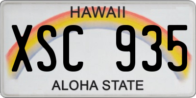 HI license plate XSC935