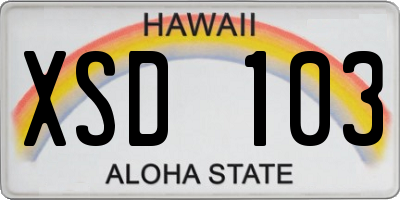 HI license plate XSD103