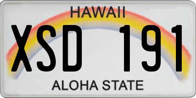 HI license plate XSD191