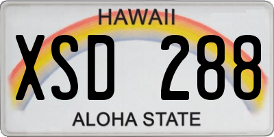 HI license plate XSD288