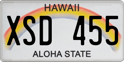 HI license plate XSD455