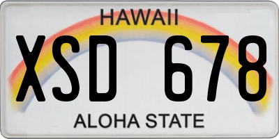 HI license plate XSD678