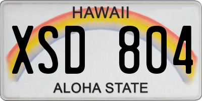 HI license plate XSD804