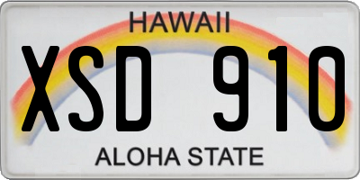 HI license plate XSD910