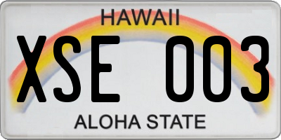 HI license plate XSE003
