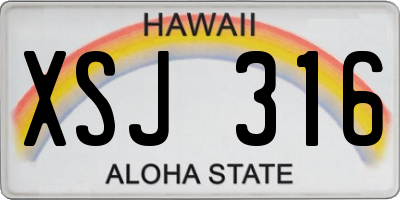 HI license plate XSJ316