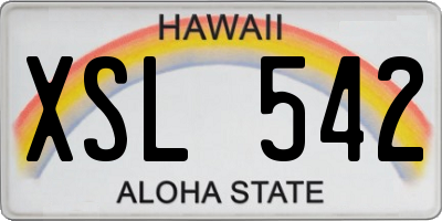 HI license plate XSL542
