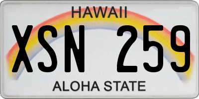 HI license plate XSN259
